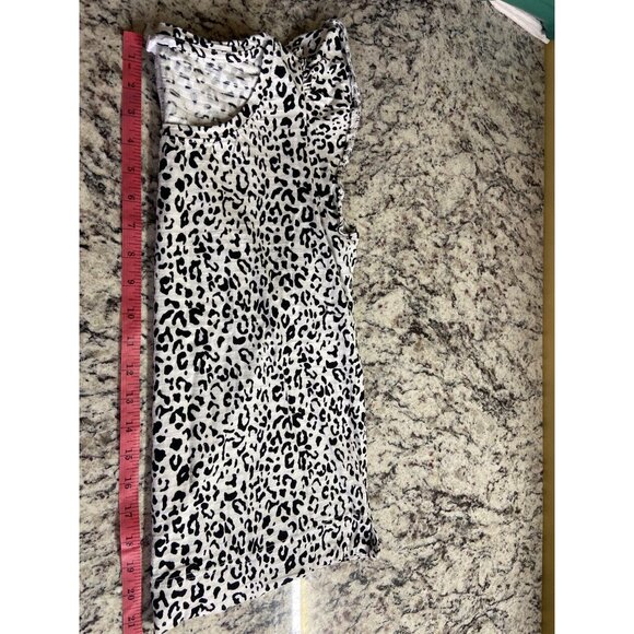 Jane Delancey Women Blouse Small Black White Leopard Flutter Sleeve Mob Wife Y2K - Picture 9 of 9